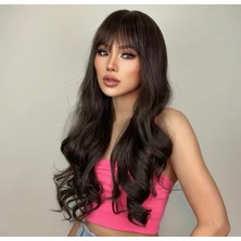 Özbience Koyu Kahve Dalgalı Perçemli Kadın Saç Peruk, Doğal ve Şık Görünüm