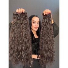 Özbience Yarımay Kıvırcık Saç Seti, 3 Parça, Fönlenebilir, Gerçek Saç Dokusu