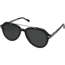 Quantum Siyah Unisex Güneş Gözlüğü Geometrik Çerçeve 54 mm