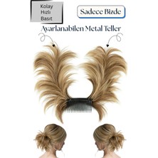 Özbience Küllü Sarı Karışık Telli Tokalı Topuz, Kolay Ayarlanabilir 45/55 Gram