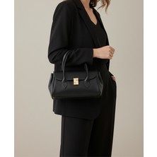 Beshora Almira Siyah Mat Uzun Saplı Dikdörtgen Model Kadın El ve Omuz Çantası