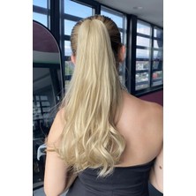 Özbience Küllü Sarı Mandal Tokalı At Kuyruğu Saç Postiş, Doğal Dalgalı Görünüm