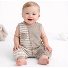 Jolly Joy Çizgili Müslin Erkek Bebek Tulum - Yeşil - 3 - 6 Ay Yeşil