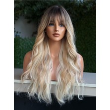 Özbience Şık Ombreli Sıcak Sarı Işıltılı Vip Peruk, Doğal Görünüm ve Konfor Sağlar