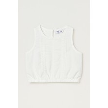 Magu Kız Çocuk Pamuklu Beyaz Dantel Detaylı Crop Bluz