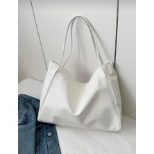 Özüm Takı Kadın Büyük Boy Omuz ve Kol Çantası Beyaz