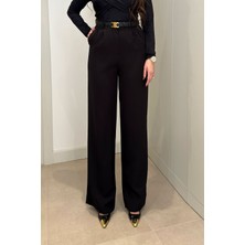 Qimya Butik Gökkuşağı Kadın Yüksek Bel Pileli Basic Palazzo Pantolon