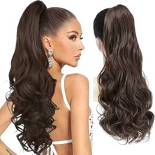 Özbience Kahverengi Tokalı Dalgalı At Kuyruğu Postiş, 60 Cm, 120 Gr, Isıya Dayanıklı