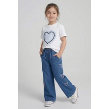 Dmb Boys & Girls Kız Çocuk Yanları Fiyonklu Kot Pantolon Indigo