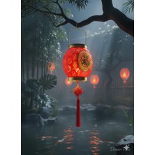 Dream Plus Geleneksel Çin Şans ve Mutluluk Topu Dekoratif Çin Topu Solar Bahçe Veranda Aydınlatması (2 Adet)