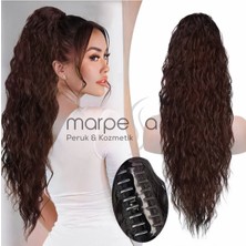 Özbience Tokalı Kabarık Dalgalı At Kuyruğu Koyu Kahve, Şık ve Havalı Saç Aksesuarı