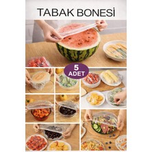 Miras Home 5 Adet Tek Kullanımlık Gıda Koruyucu Lastikli Tabak Bonesi, Çok Amaçlı Kapak Gıda Bonesi