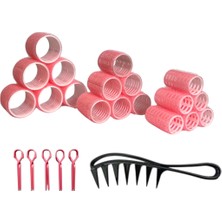 Özbience Pembe 37 Parça Bigudi Seti, Saç Pensi ve Tarak ile Saç Şekillendirme