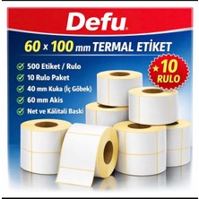 Defu 60X100 mm Termal Barkod, Koli Eriketi 500 Lü 60MM Den Akış 40 mm Kuka 10 Rulo
