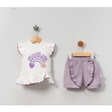 Jolly Joy Fırfırlı  Şortlu Kız Bebek Alt Üst Takım - Lila - 9 - 12 Ay Lila