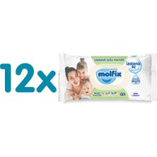 Molfix Izotonik Sulu Ferah Islak Mendil 12X60 (3 Adet) Yaprak Kokusuz Hassas Ciltler İçin Temizlik