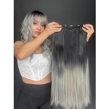 Özbience Düz Yarımay ve Yan Çıtçıtlı Tam Set, Geniş Parça, Siyah ve Gri