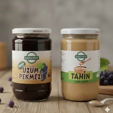 Barseren Organik Üzüm Pekmezi 800 gr ve Doğal Taş Değirmen Tahini 600 gr Cam Kavanoz