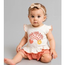 Jolly Joy Fırfırlı  Şortlu Kız Bebek Alt Üst Takım - Somon - 6 - 9 Ay Somon