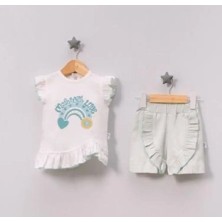 Jolly Joy Fırfırlı  Şortlu Kız Bebek Alt Üst Takım - Yeşil - 6 - 9 Ay Yeşil