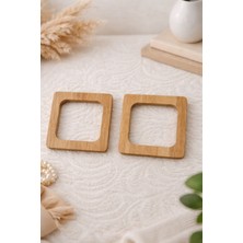İğne İzi 12X12 cm Ahşap Kare Çanta Sapı – Örgü Çanta Yapımı Için Doğal Ahşap Halka (2 Adet)