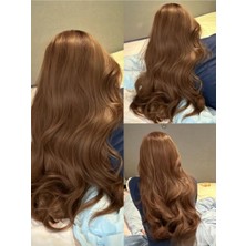 Özbience Kumral Yarımay Çıtçıt Postiş Saç, Gerçek Saç Dokusu, Fön ve Maşa Uygun