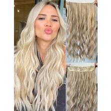 Özbience Küllü Sarı Afro Dalgalı Yarım Ay ve Yan Çıt Çıt Saç Postiş Set