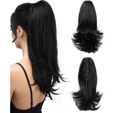 Özbience Sim Siyah Dalgalı At Kuyruğu Postiş, Tokalı Veya Tokasız, 56 Cm, Hafif