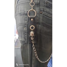 Özbience Şık Siyah Kafa Kafatası Pantolon Zinciri, Tarzınıza Özgün Dokunuş