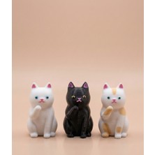Lubiko Studio 3'lü Minyatür Kedi Biblo Seti - Minyatür Dekoratif Obje - Monitör, Araba Torpido Süsü &masa Arkadaşı