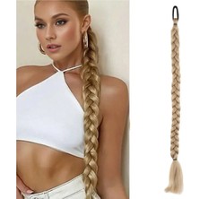 Özbience Küllü Sarı Lastik Tokalı Pratik Örgü At Kuyruğu Postiş, Iki Parça