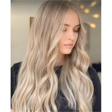 Özbience Küllü Sarı Düz Yarımay Çıtçıt Postiş Saç, Gerçek Saç Dokusu, Isıya Dayanıklı