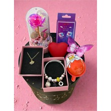 Sevgiliye Özel Hediye Kutusu Sevgililer Günü Aşkın Mühürü Gül Kolye Charm