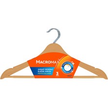 Macromax Ahşap Desenli Elbise Askısı 3'lü 5 Adet