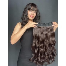 Özbience Dalgalı Geniş Parça Yarımay Çıtçıt Saç Mokka Kahve