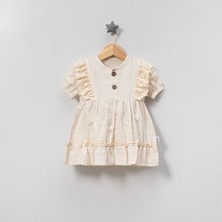 Jolly Joy Fistolu Kız Müslin Elbise  - Bej - 6 - 9 Ay Bej