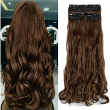 Özbience Doğal Görünümlü Kestane Renk Yarım Ay Saç Postiş Takma Saç Çıt Çıt