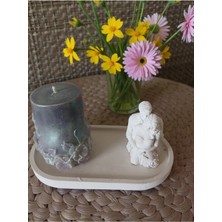 Doğal Antrasit Işıltılı Mum & Sarılan Çift Heykel Biblo