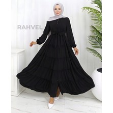 Moda Hayme Eteği Beş Katlı Ferace Siyah Renk