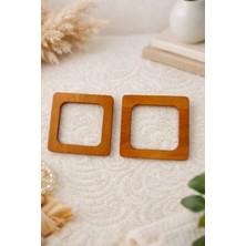 İğne İzi 12X12 cm Ahşap Kare Çanta Sapı – Örgü Çanta Yapımı Için Doğal Ahşap Halka (2 Adet)