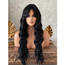 Özbience Dalgalı Siyah Peruk, Şık ve Doğal Görünüm, Rahat Kullanım, Yüksek Kalite