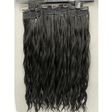 Özbience Siyah Kabarık Dalgalı Afro Yarımay ve Yan Çıt Çıt Saç Seti, 3 Parça