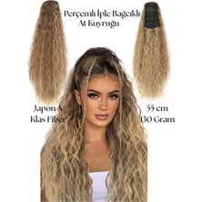 Özbience Klasik Afrika Stili Kızıl Küllü Sarı Bağcıklı At Kuyruğu Peruk 56 cm