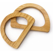 İğne İzi 13,5 cm Ahşap Çanta Sapı Yarım D Model – Doğal Ahşap Çanta Kulpu 2 Adet