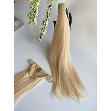 Özbience Isıya Dayanıklı Platin Sarı At Kuyruğu Postiş, Kaynak Takma Saç