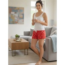 Tusebu Kadın Kalp Figürlü Mini Pijama Altı - Pembe Pamuklu Basic Home Şort