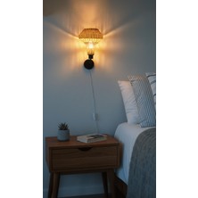 Rattam Savannah Rattan Aplik - Doğal Çam Kabuğu Boyalı El Yapımı Duvar Lambası