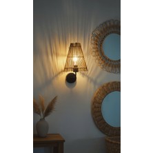 Rattam Palm Rattan Aplik - Doğal Çam Kabuğu Boyalı El Yapımı Duvar Lambası