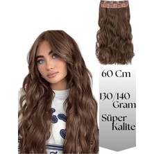 Özbience Dalgalı Açık Orta Kahverenk Peruk, 60CM, 130GR, Isıya Dayanıklı