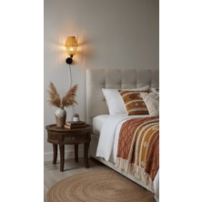 Rattam Fern Rattan Aplik - 16CM Genişliğinde Doğal Çam Kabuğu Boyalı El Yapımı Duvar Lambası